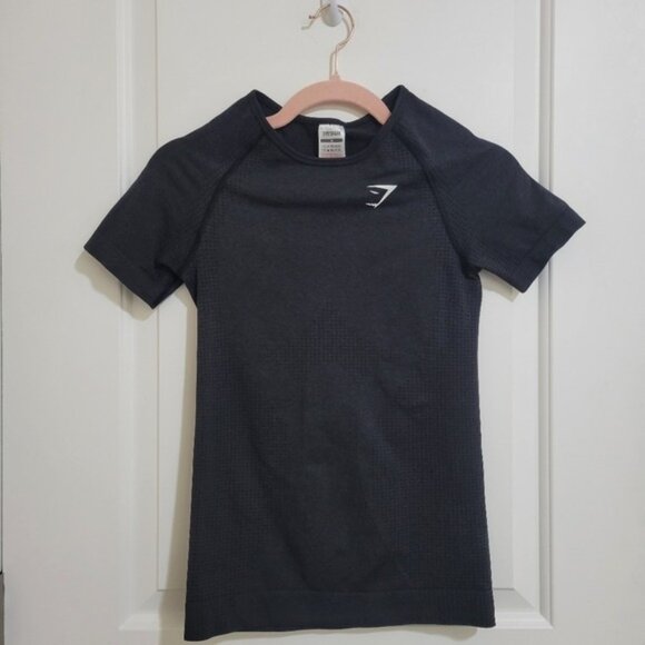 Gymshark Vital Seamless Short Sleeves T-Shirt Black Marl M - Picture 1 of 12